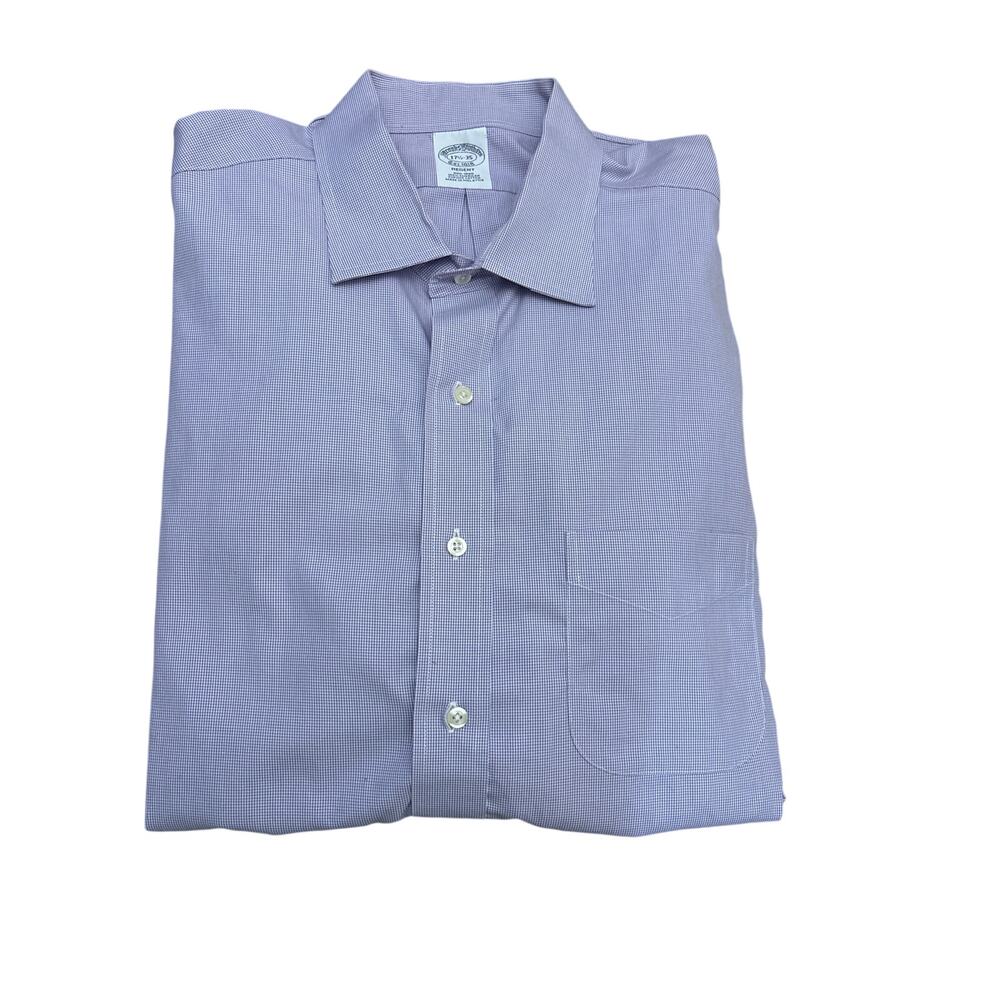 Brooks Brothers dress shirt long sleeves light purple check. Size 17.5-35.
